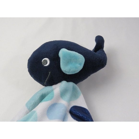 Carter's Whale Plush Baby Lovey Security Blanket Navy Blue White Water Bubbles - Picture 6 of 8